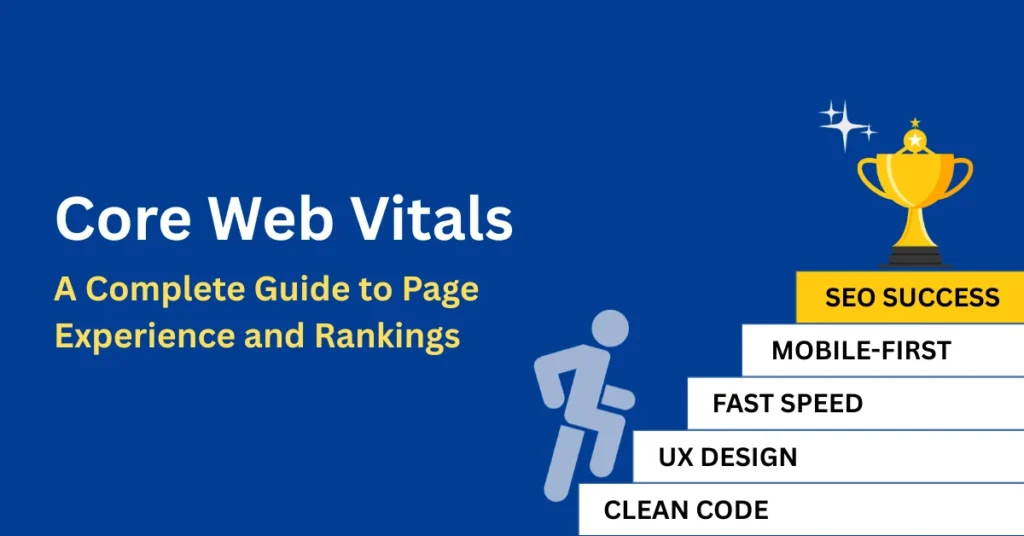 Core Web Vitals illustration showing website speed, stability, and page experience